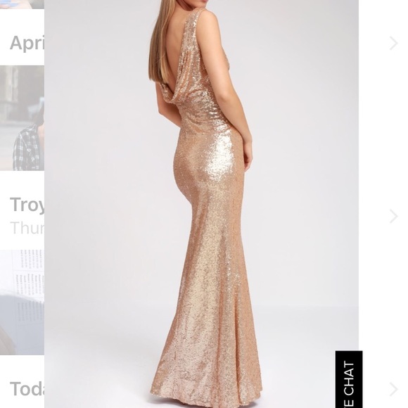 Lulus rose gold sequin maxi dress (only worn once) - Picture 2 of 3